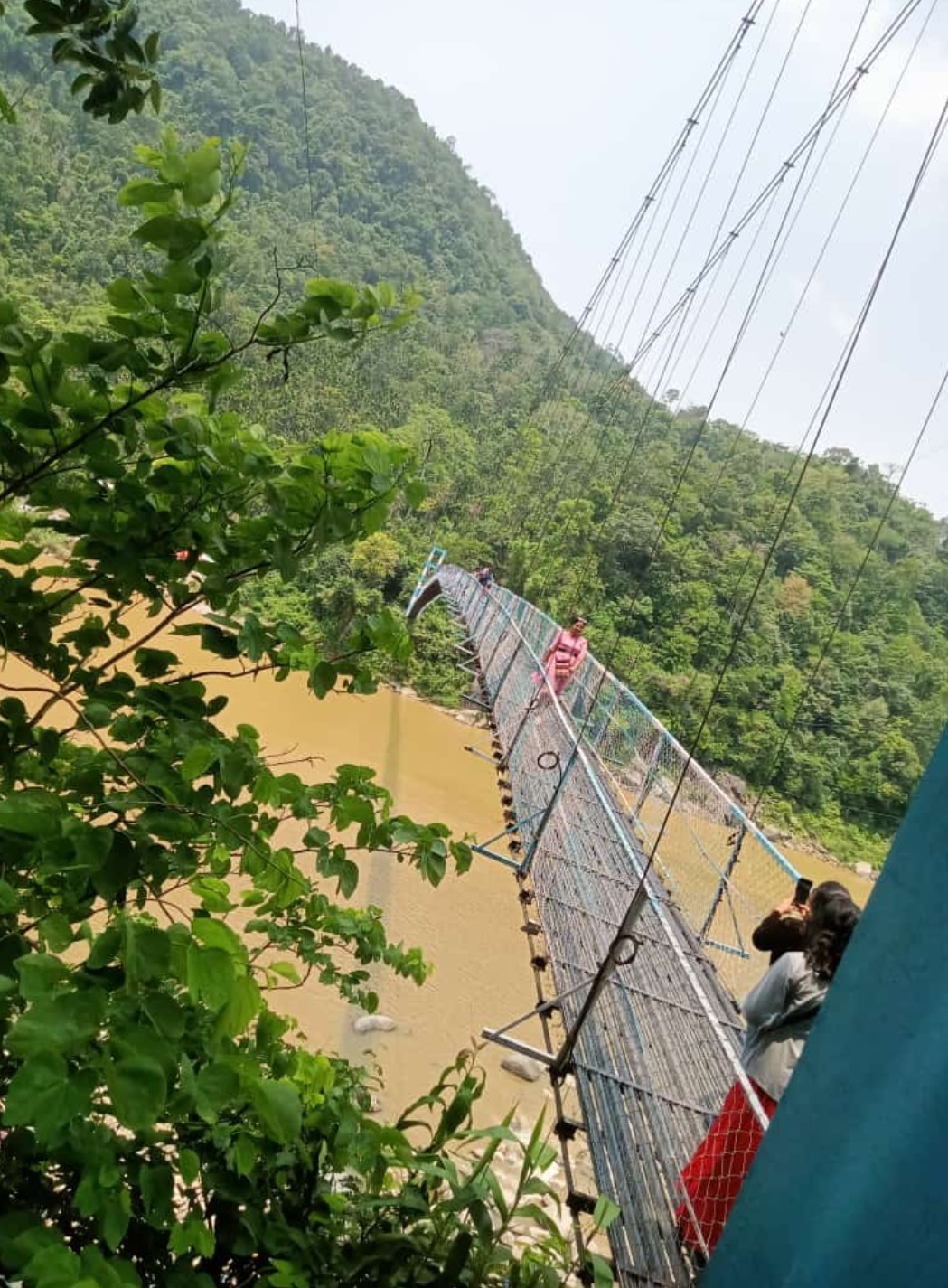 Hanging Iron Bridge over Dawki River,Meghalaya